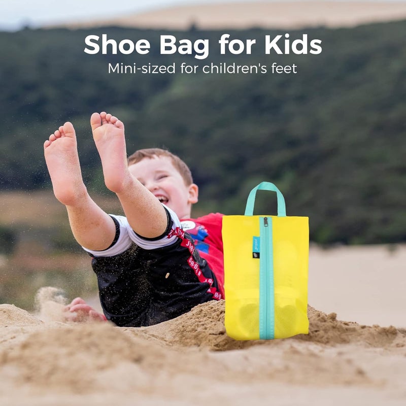 pack all Kids Shoe Bag for Travel, Water-Resistant Shoe Pouch for Gym, Odor-Resistant Soccer Cleats Bag for Sport, Cute Design for Girls, Boys, Toddlers (Yellow) - Image 4